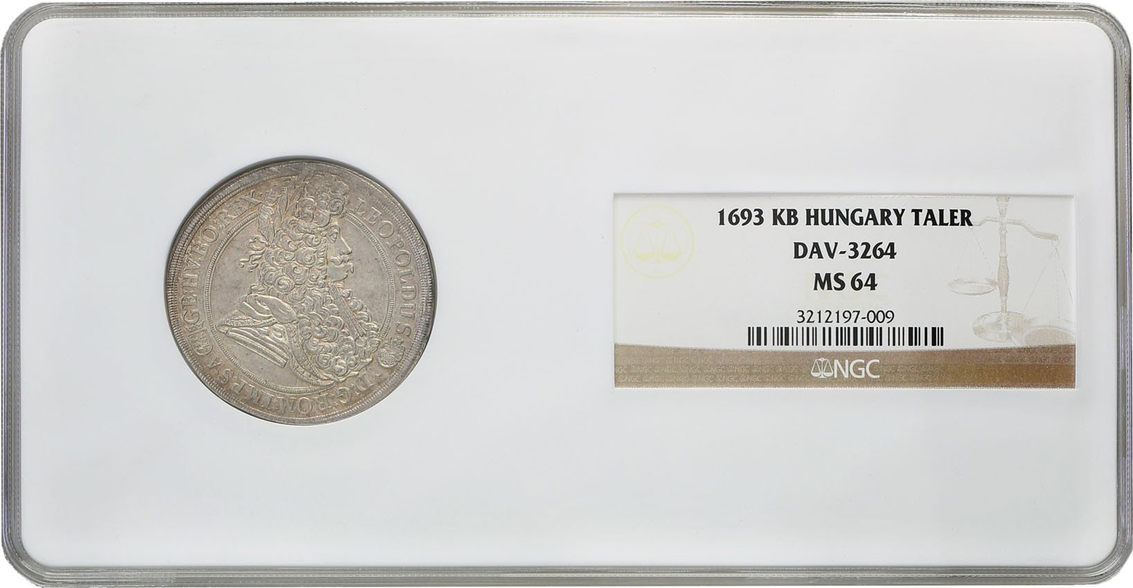 Węgry. Leopold I. Talar 1693 KB, Kremnica, NGC MS64 (MAX) Rzadkość